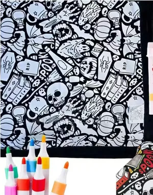 Diy Coloring Blanket With Marker Pens Easy to Clean