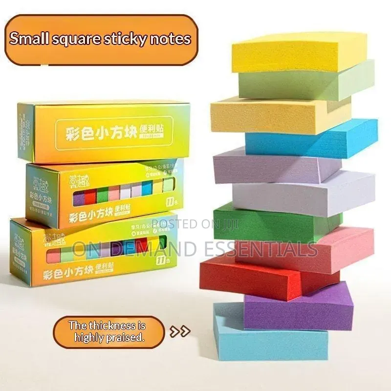 11 Assorted Colors Mini Square Sticky Notes Packaged in a Box