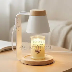 Dimmable Minimalist White/Black and Wooden Candle Warmer Lamp