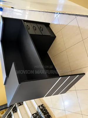 Modern Black Reception Desk With 3-Drawer Storage