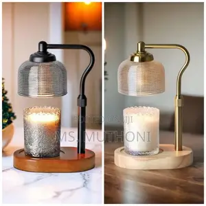 Electric Textured Glass Shade, and Wooden Base Candle Lamp(dimmable)