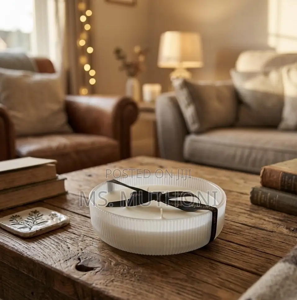 Wide Ribbed Aesthetic Glass Bowl Candle