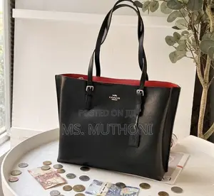 Black/True Red Coach Mollie Tote