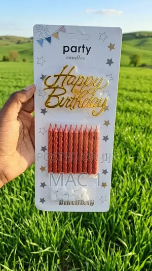 Birthday Cake Decoration Set – Gold Topper & Metallic Candles