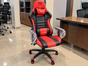 Red and Black Gaming Chair With Headrest.