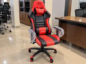 Red and Black Gaming Chair With Headrest.