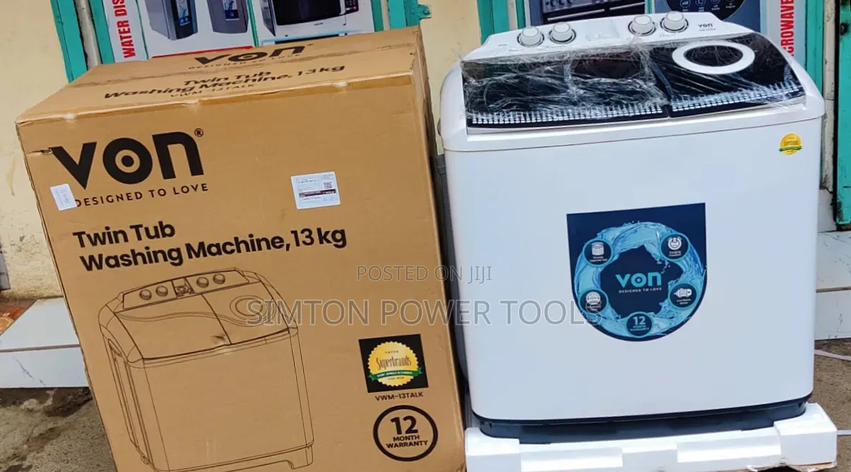 VON VWM-11TALK Twin Tub Washing Machine (11kg),