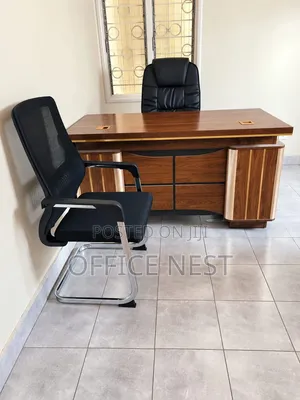 Modern Office Desk With Storage and Cable Port.