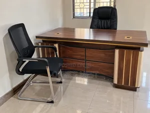 Modern Office Desk With Storage and Cable Port.