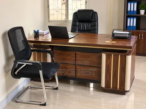 Modern Office Desk With Storage and Cable Port.