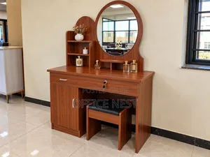 Modern Dressing Table With Mirror and Stool.