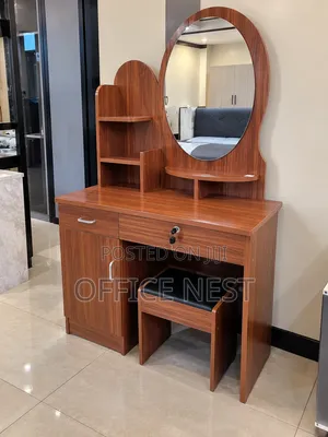 Modern Dressing Table With Mirror and Stool.