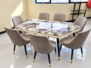 Modern Marble Dining Table With 6 Chairs.