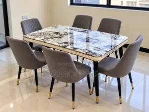 Modern Marble Dining Table With 6 Chairs.