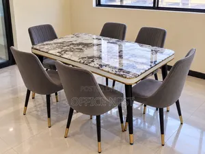 Modern Marble Dining Table With 6 Chairs.