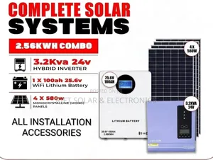 3.2kva - 2.56kwh - (4)580w Solar Panels Home Offgrid Package Complete
