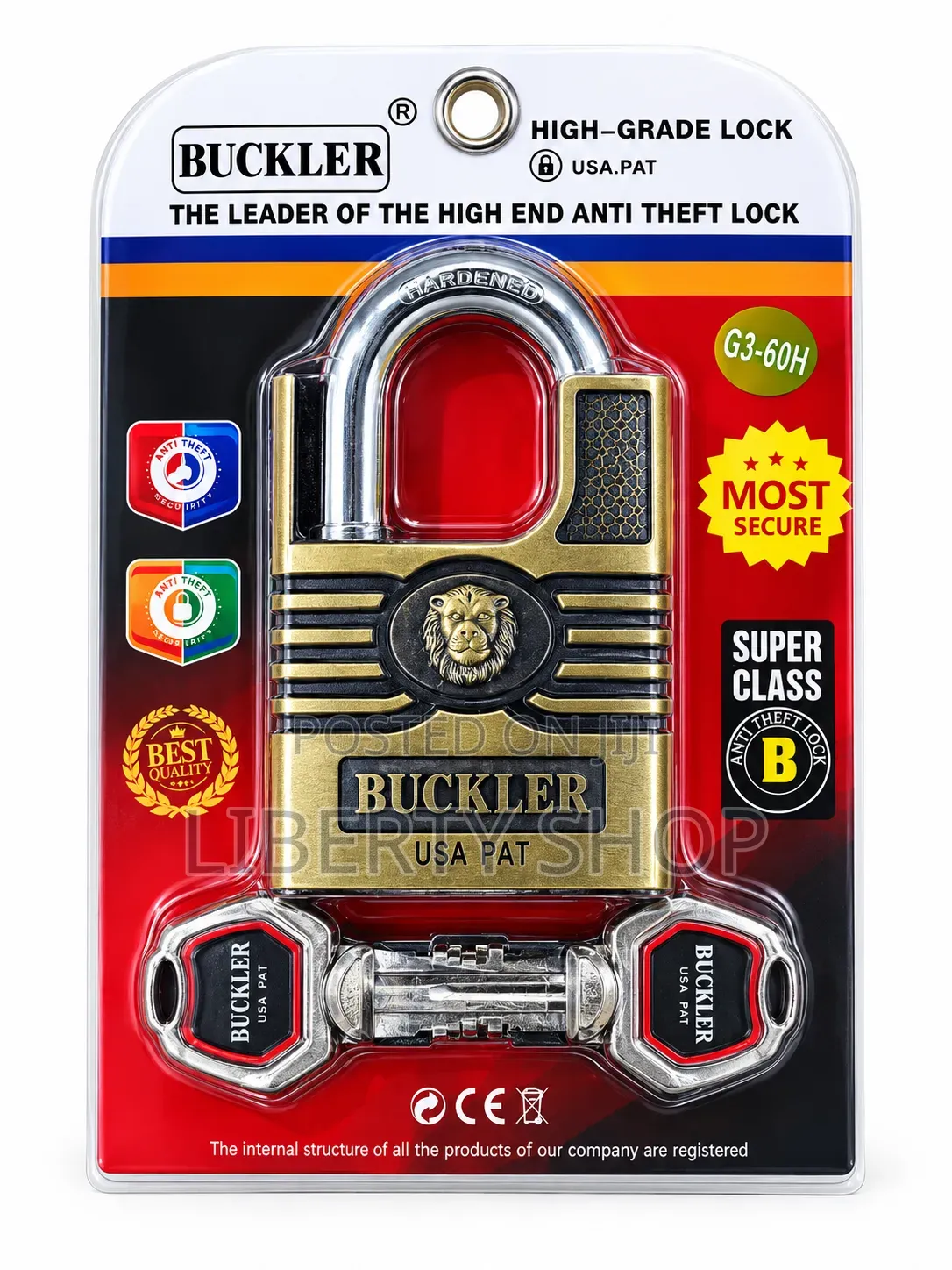 Buckler Heavy Duty Padlock – Strong Security Lock for Gates, Doors,