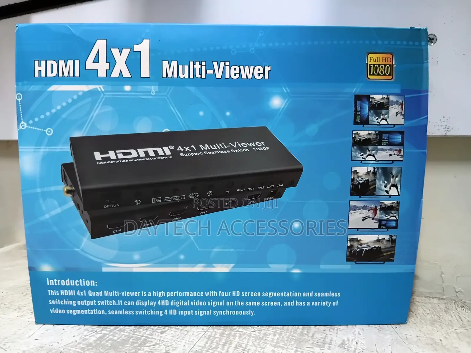 HDMI 4x1 Quad Multi-Viewer Switch Converter - Black