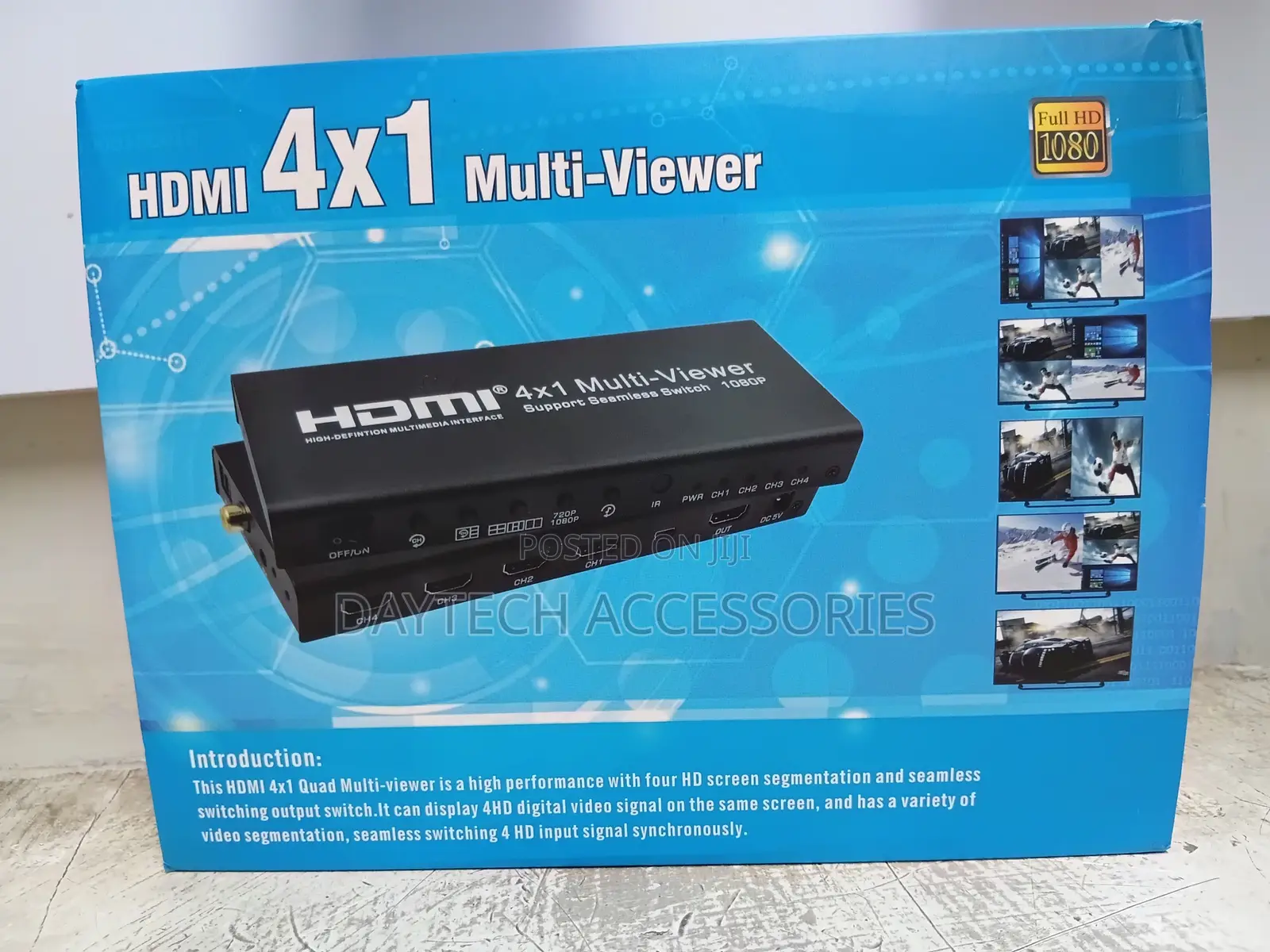 HDMI 4x1 Quad Multi-Viewer Switch Converter - Black