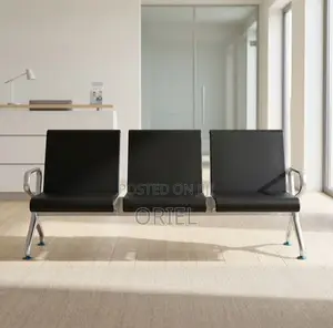 Office Bench : 3-Person Full Leather Waiting Bench