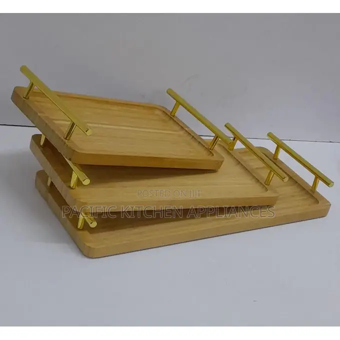 BambuLux 3-in-1 Bamboo Serving Tray Set