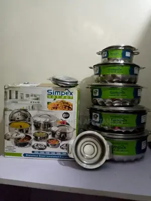 Simpex 6-Piece Stainless Steel Hot Pot Set - Insulated Food Warmers