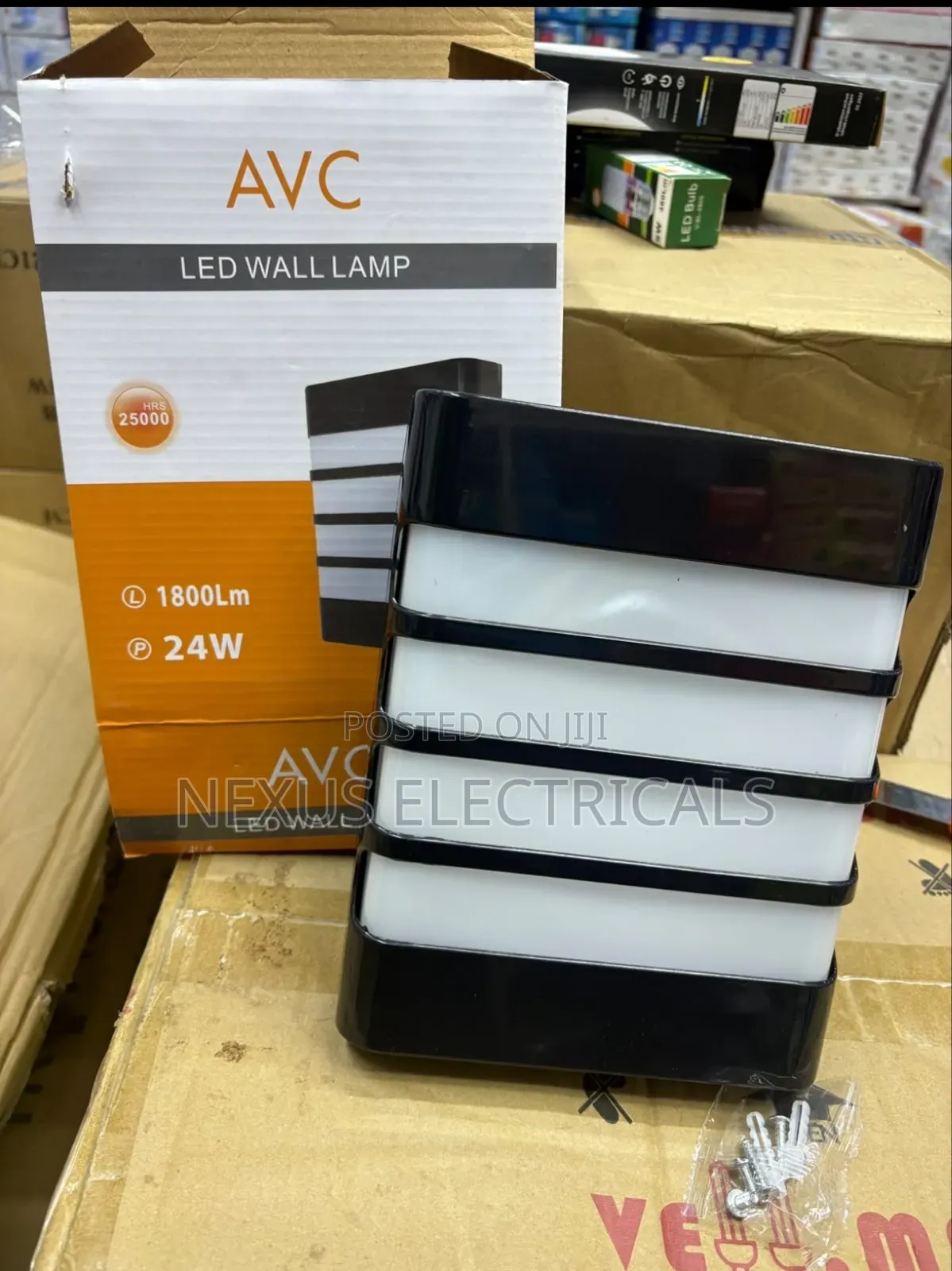 24W LED Wall Lamp Black and White Grid Bulkhead-Style Light