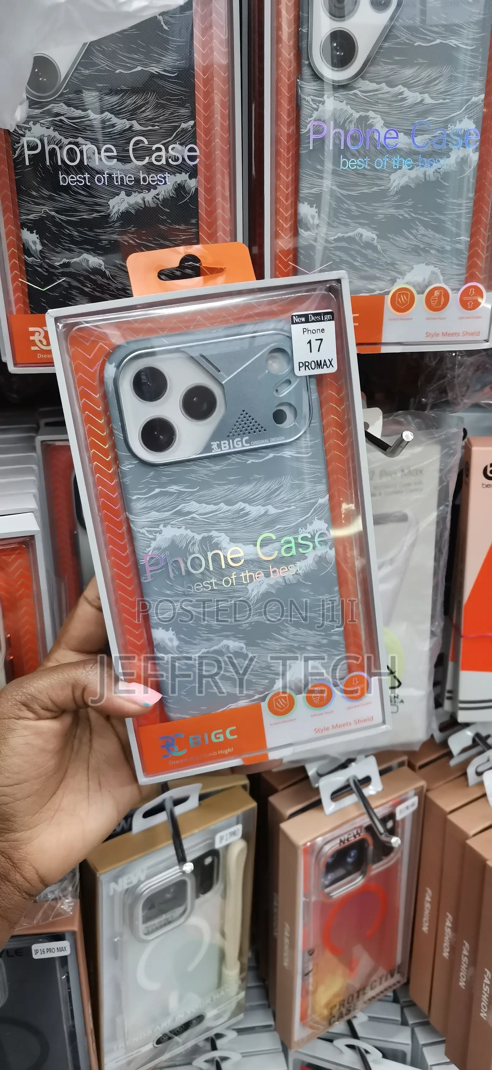 Ocean Wave-Patterned Metal Camera Case Designed for iPhone 17 Pro Max