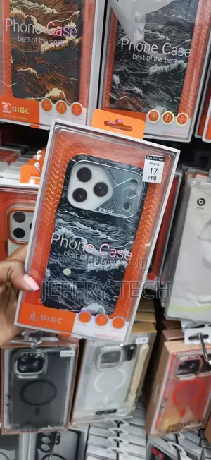 Black Wave-Patterned BIGC Phone Case Designed for the iPhone 17 Pro.
