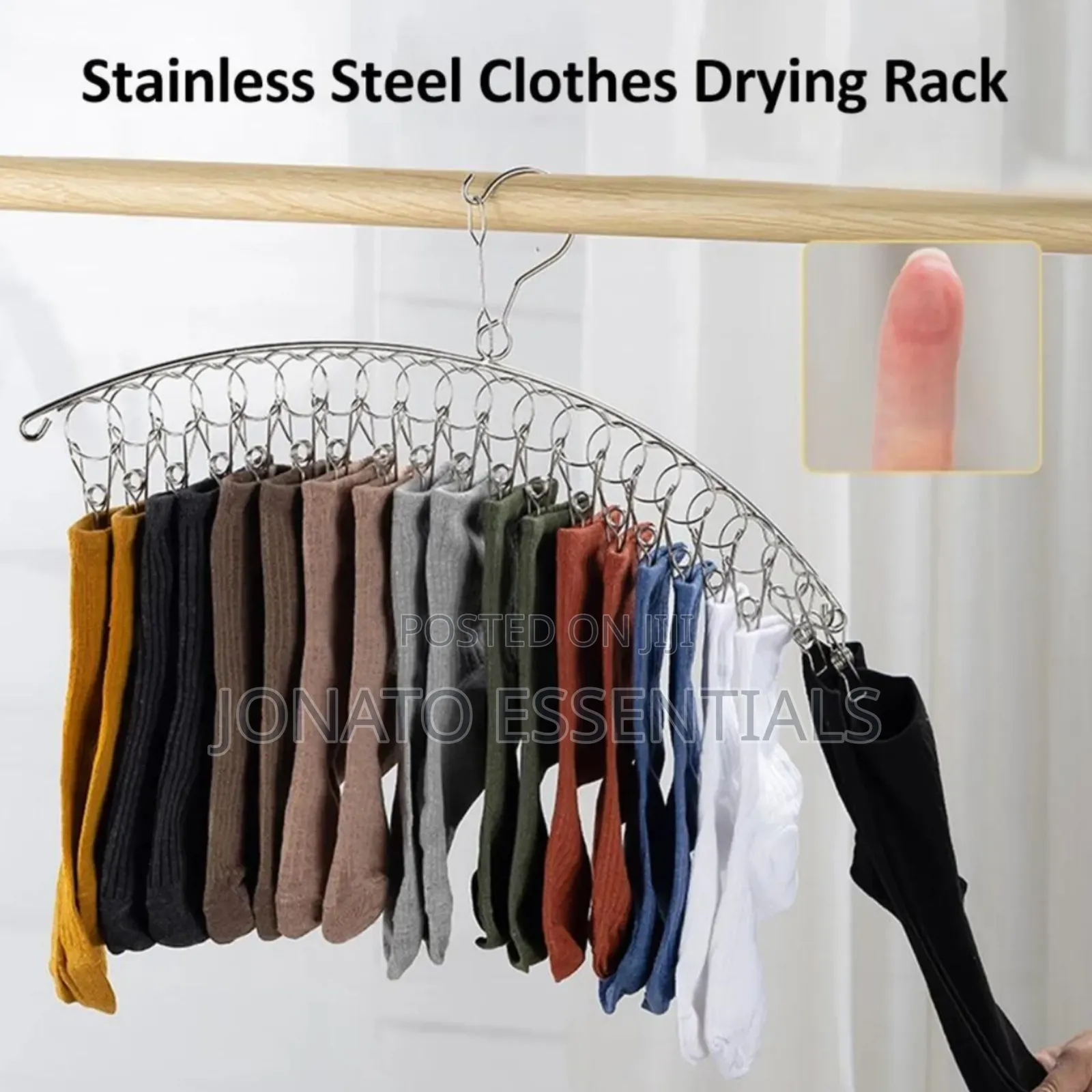 Stainless Steel Sock Hanger With Clips Space Saving Drying Rack