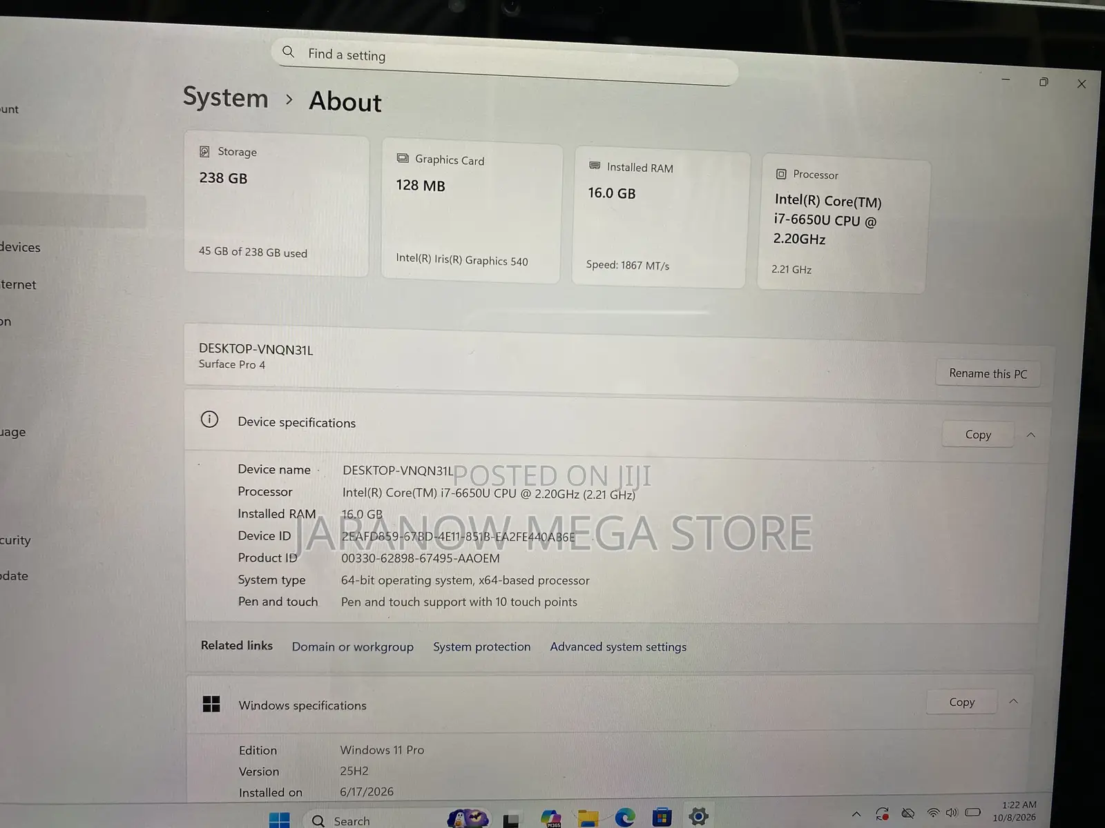 Laptop Microsoft Surface Pro 4 16GB Intel Core i7 SSD 256GB