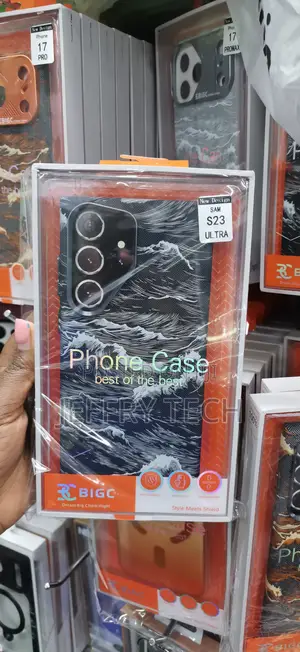 Monochromatic Japanese Ocean Wave Case Samsung Galaxy S23 Ultra.