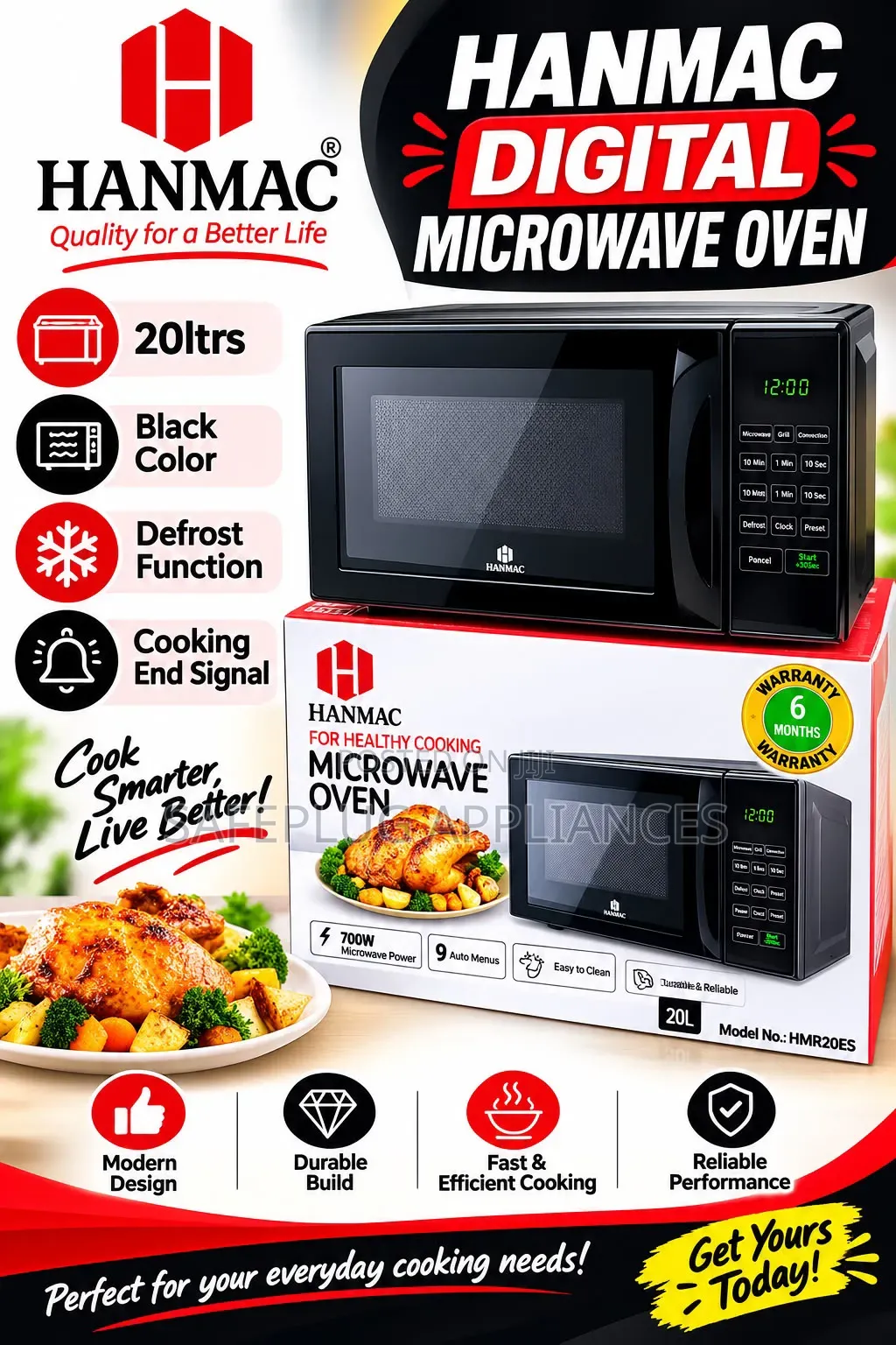 Hanmac 20-Litre Digital Microwave Oven