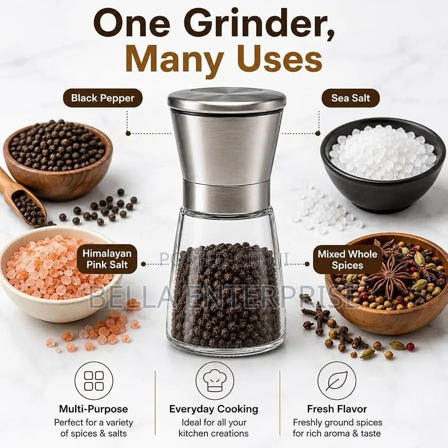 *Pepper Grinder Glass and Steel