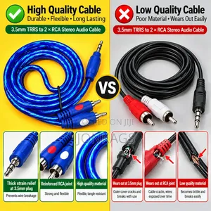 3.5 Mm TRRS Male to 2 × RCA Male RCA AV/audio Cable