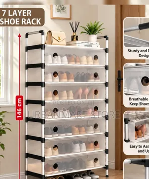 7 Layer Shoe Rack 56×28×146cm, Dust Proof