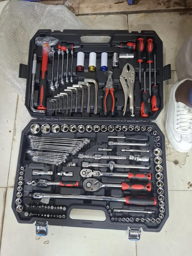 142-Piece Chrome Vanadium Mechanic Socket and Tool Kit Set - thumbnail 3