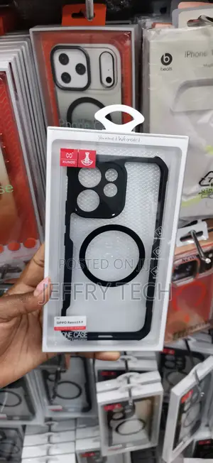 XUNDD Magnetic Clear Case for OPPO Reno 15F a Transparent Back Black
