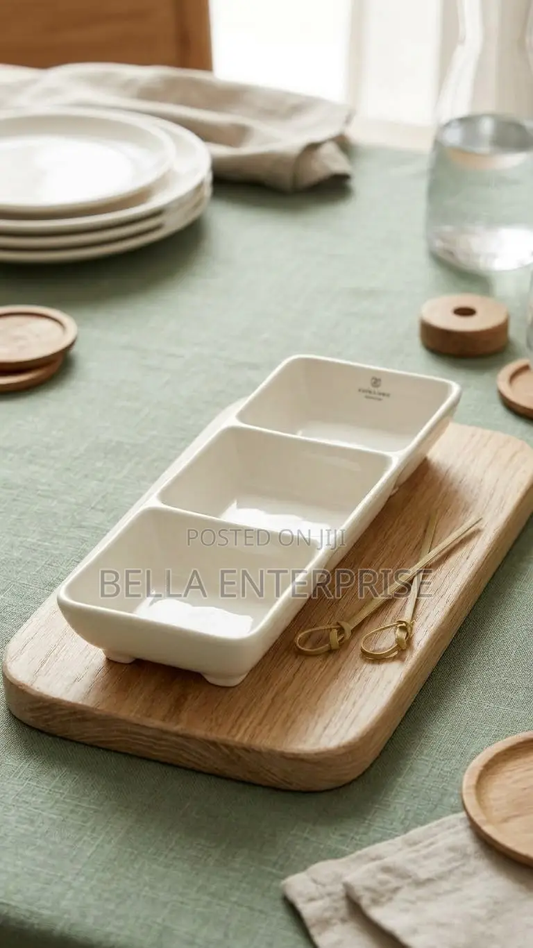 3- Partitioned Sauce bowlMaterial: Ceramic Purpose