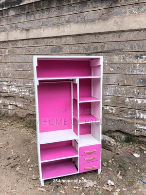 Spaced Wardrobe. 90 Cm by 180 Cm. Pink and Whkte