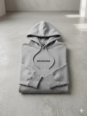 Balenciaga Grey Logo Medium Fit Hoodie