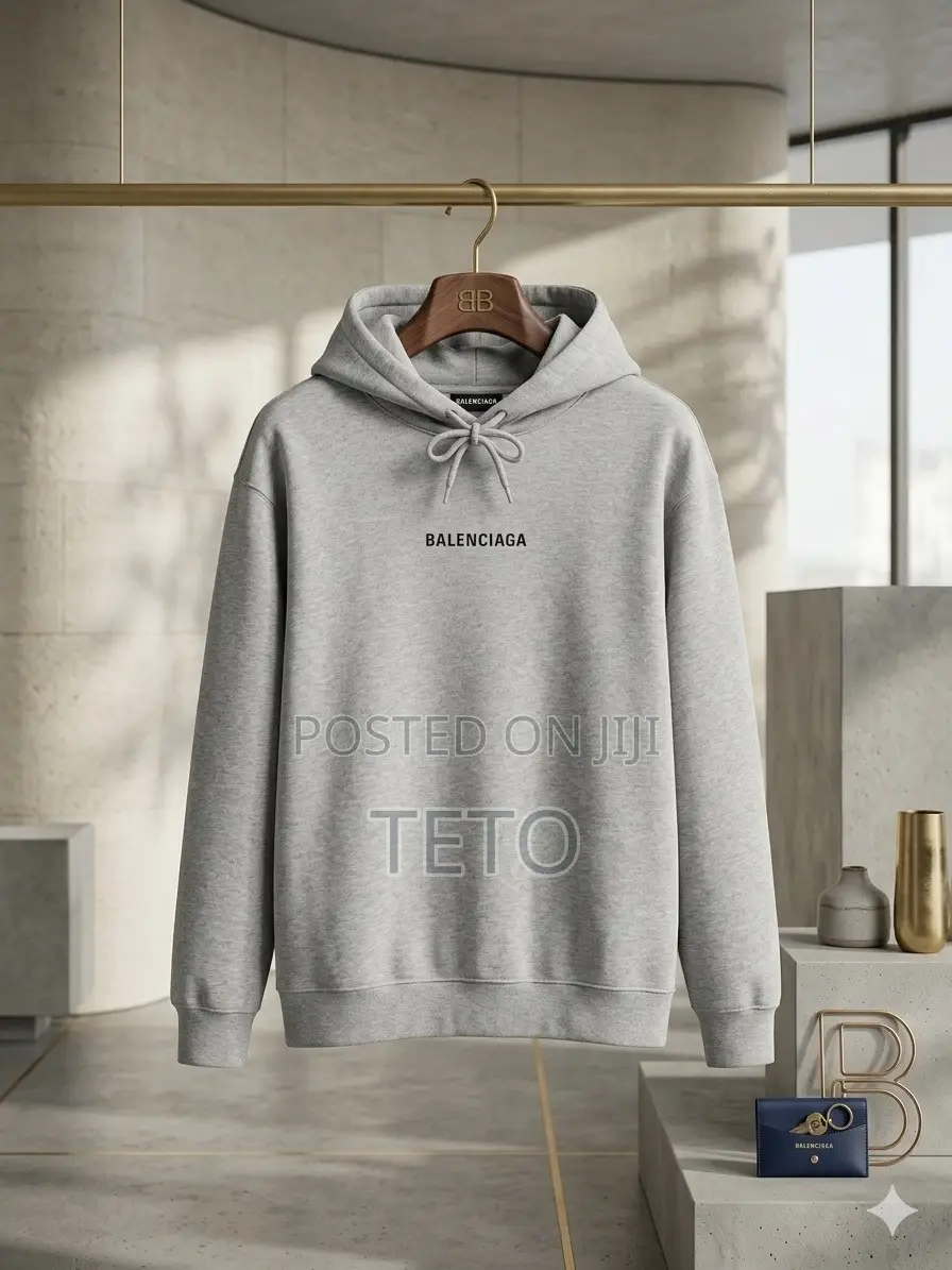 Balenciaga Grey Logo Medium Fit Hoodie
