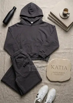 Katia Prêt-À-Porter Charcoal Grey Hooded Tracksuit With Flared Pants