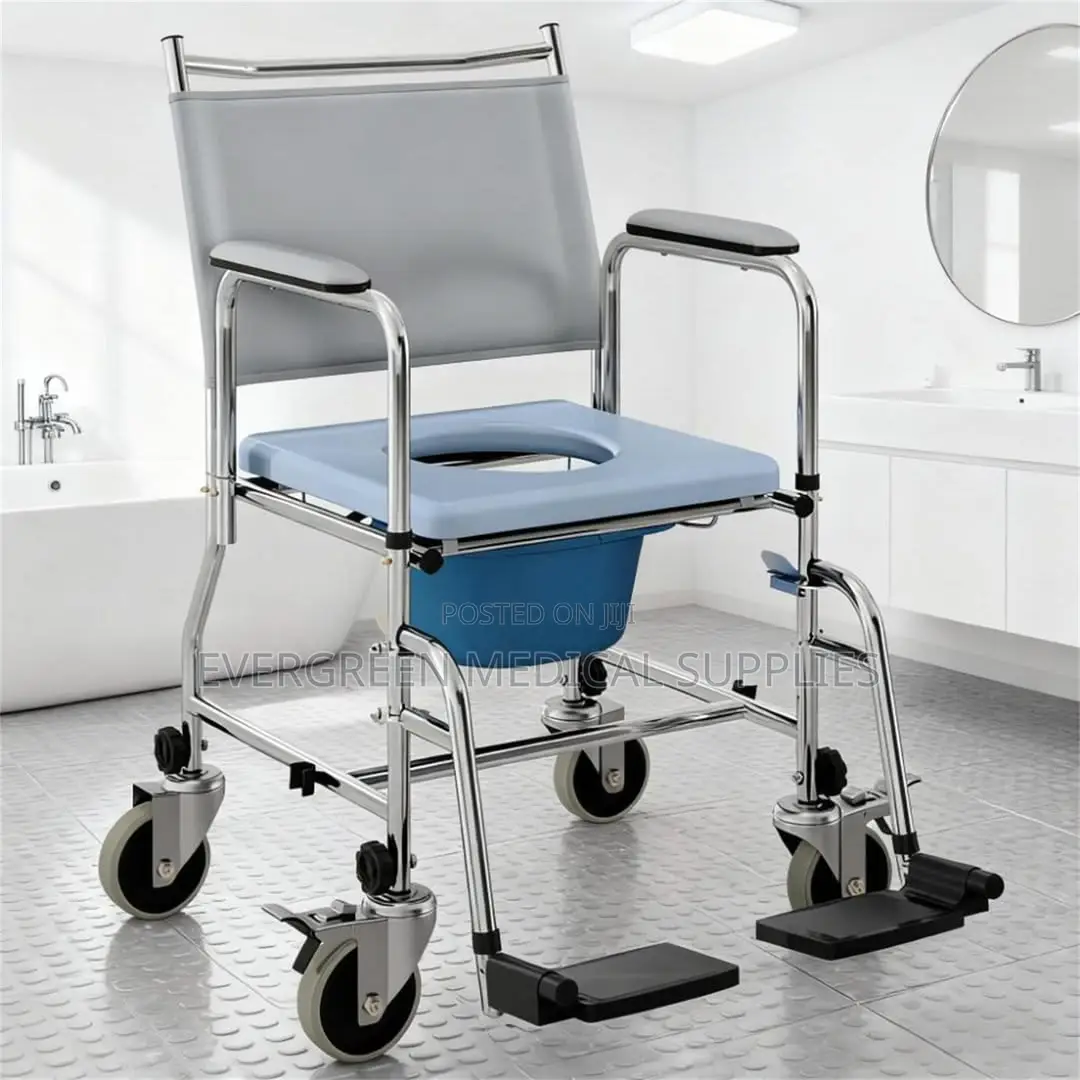Commode Chair With Backrest & Footrest