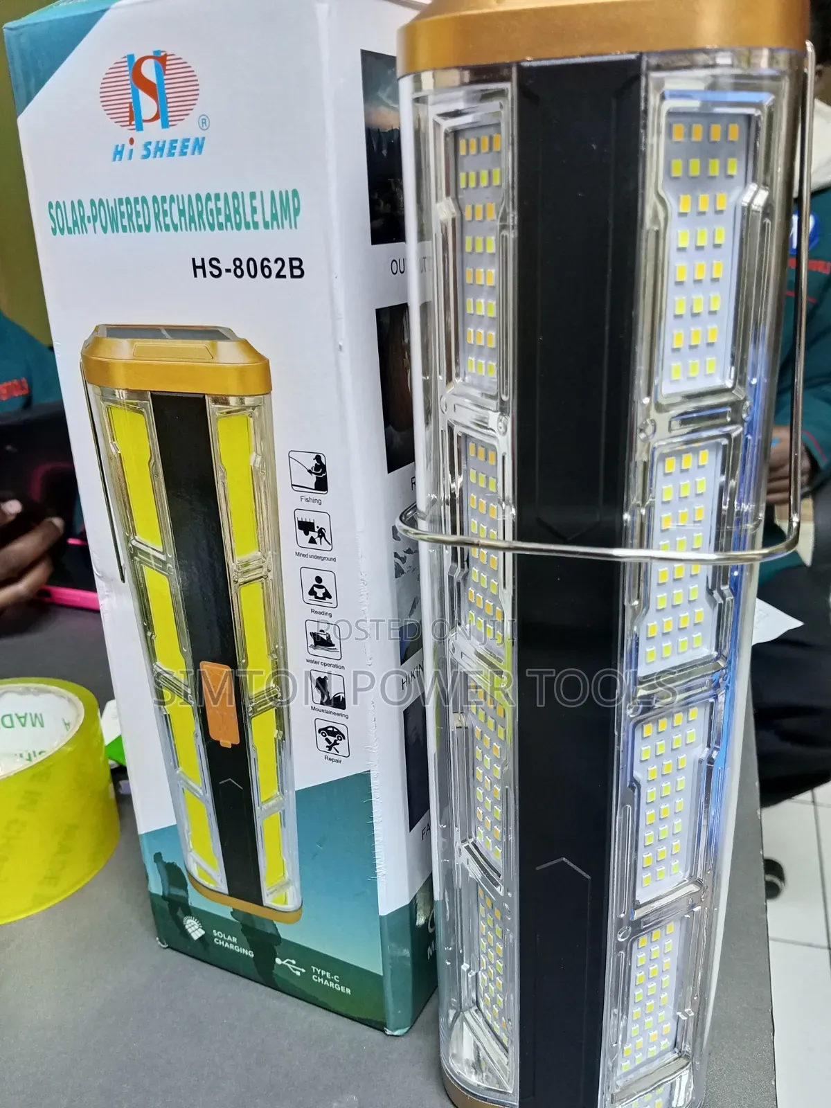 Hi Sheen Solar-Powered Rechargeable Lamp (Model: HS-8062B).
