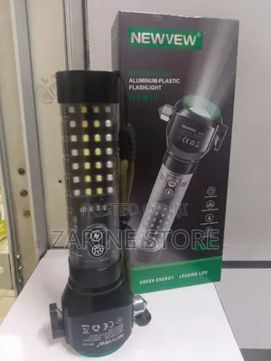 Newvew Alarm Flashlight Electric & Solar Rechargeable Torch Zoomable