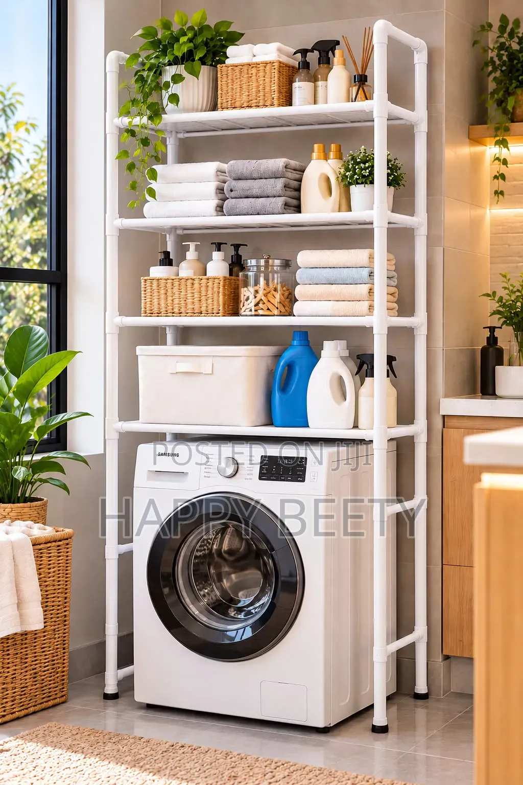 Floor-Standing Clothes Rack Keep Laundry Area Neat and Organized