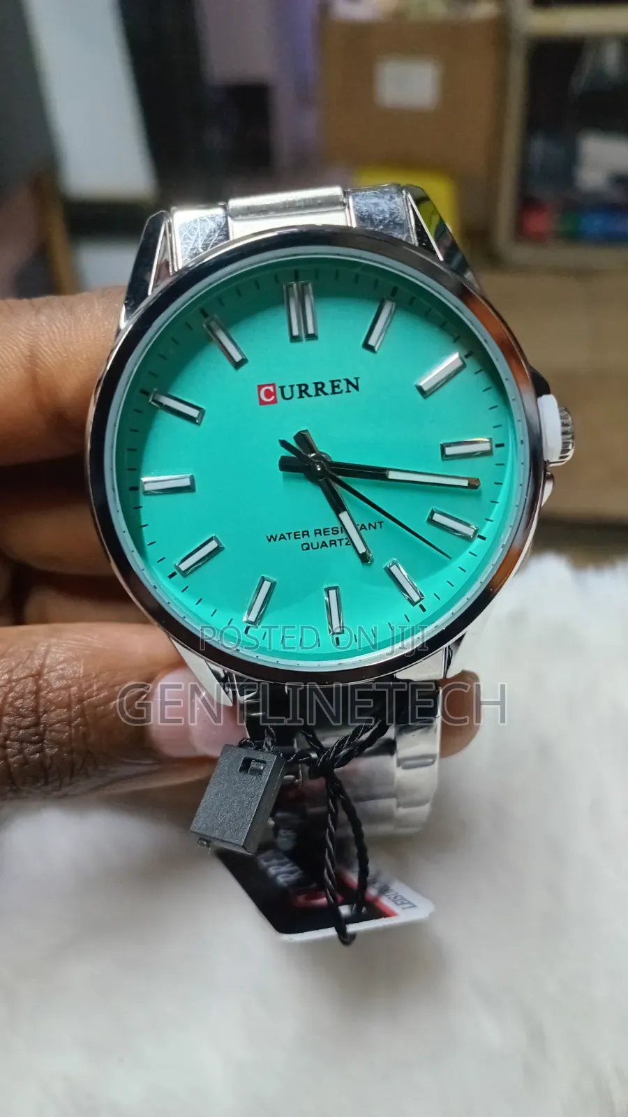 Curren C9090 Silver Strap Green Dial