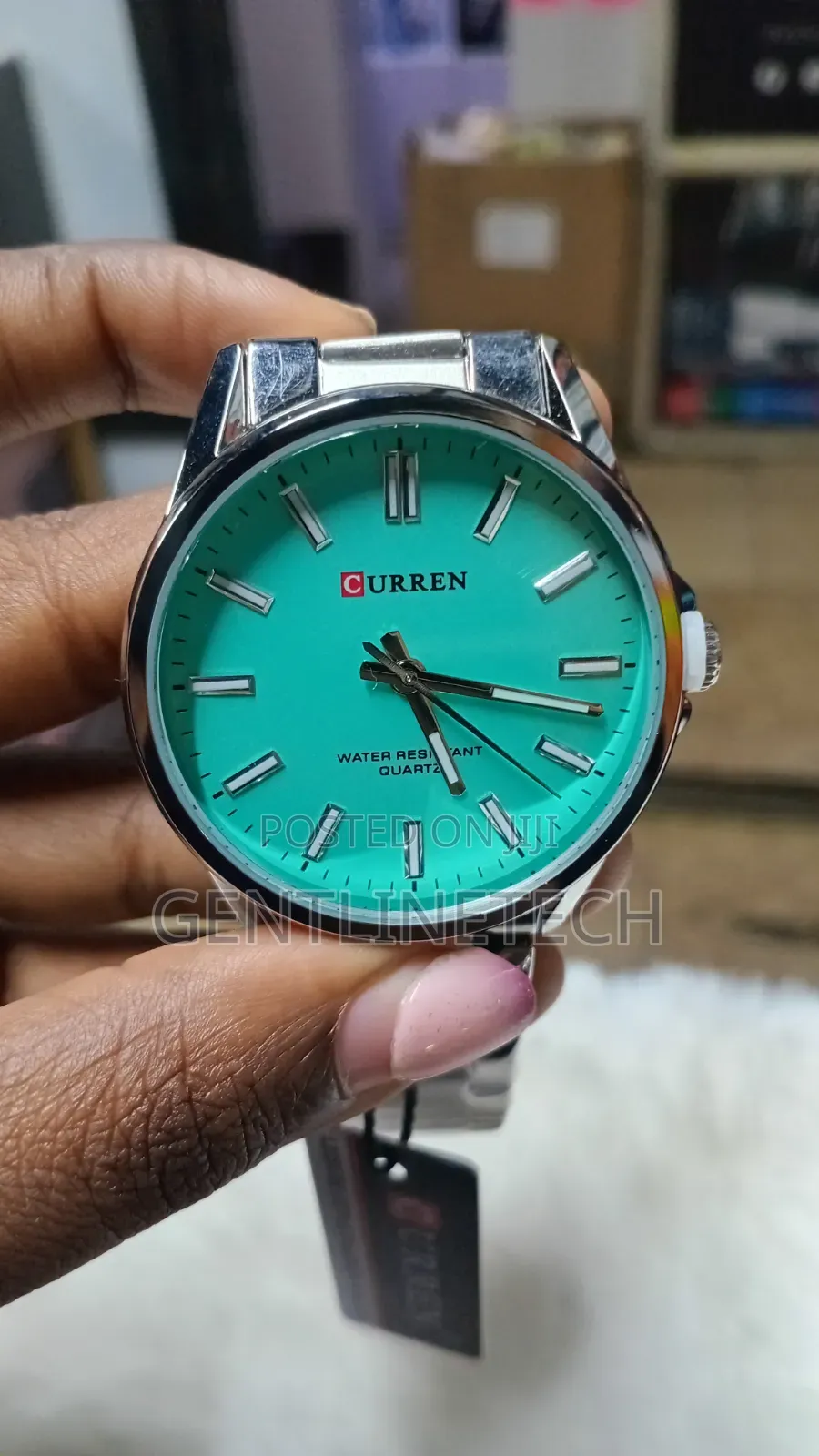 Curren C9090 Silver Strap Green Dial
