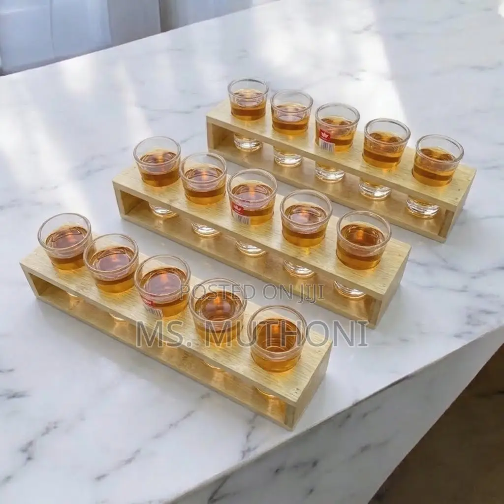 Single-Row Bamboo Shot Server Caddy